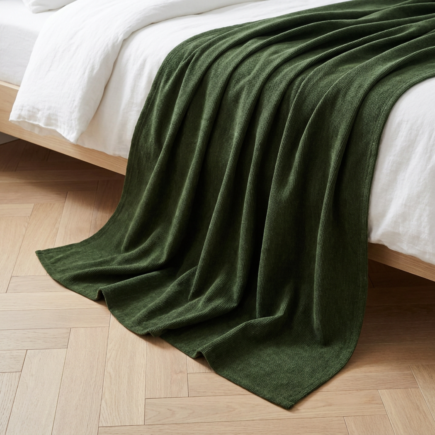 Jagged Rib Chenille Blanket, Ivy - Riviera Home
