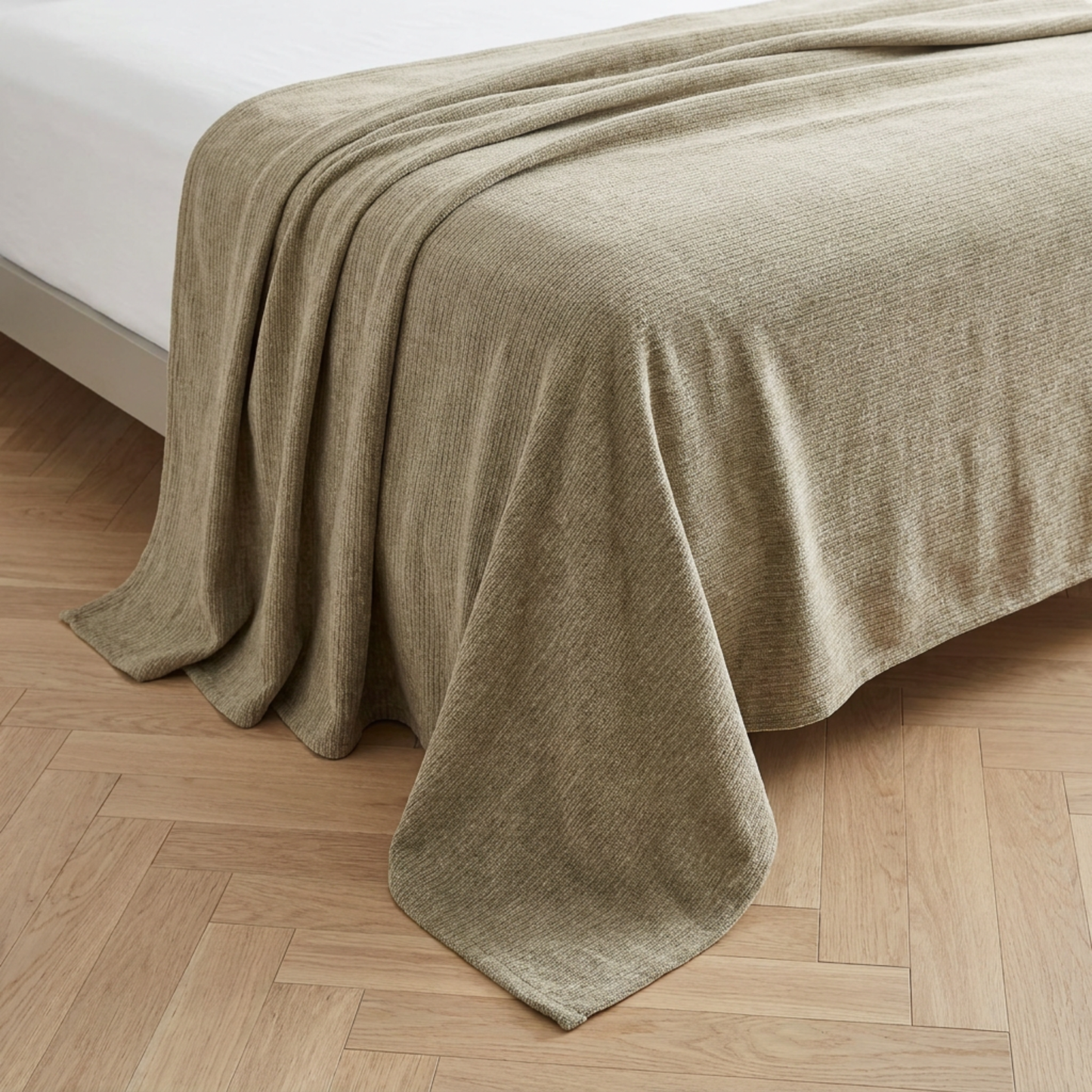 Jagged Rib Chenille Blanket, Taupe - Riviera Home