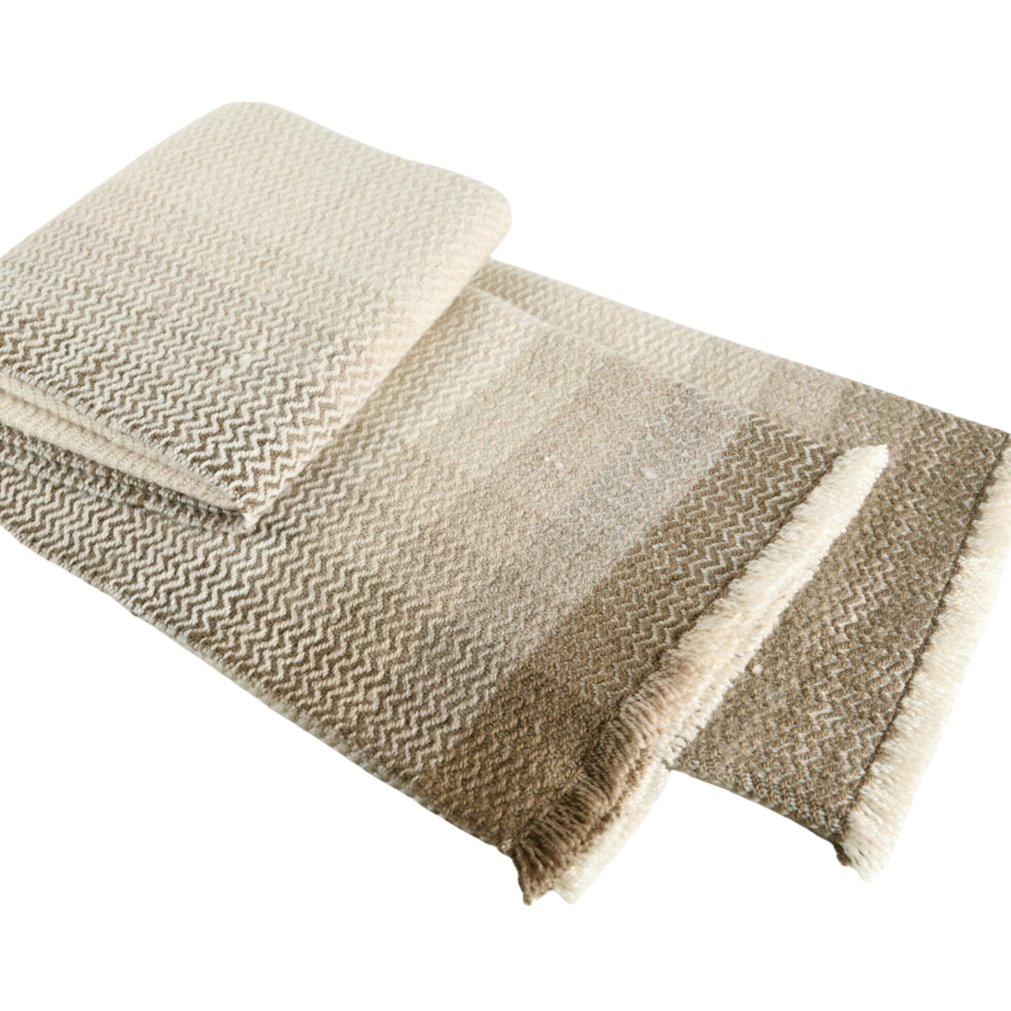 Ombré Grid Merino Wool Throw, Malt Ball - Riviera Home