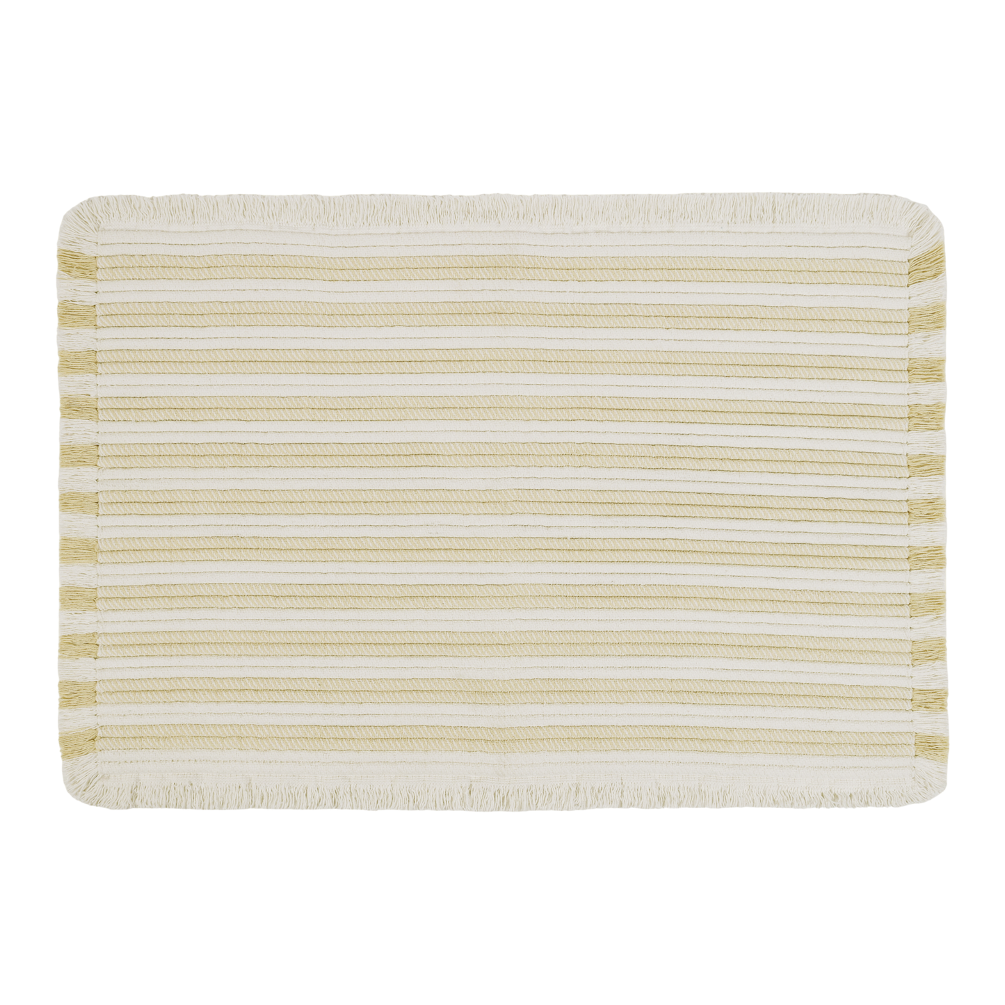 Striped Fringe Bath Rug, Banana Crepe - Riviera Home